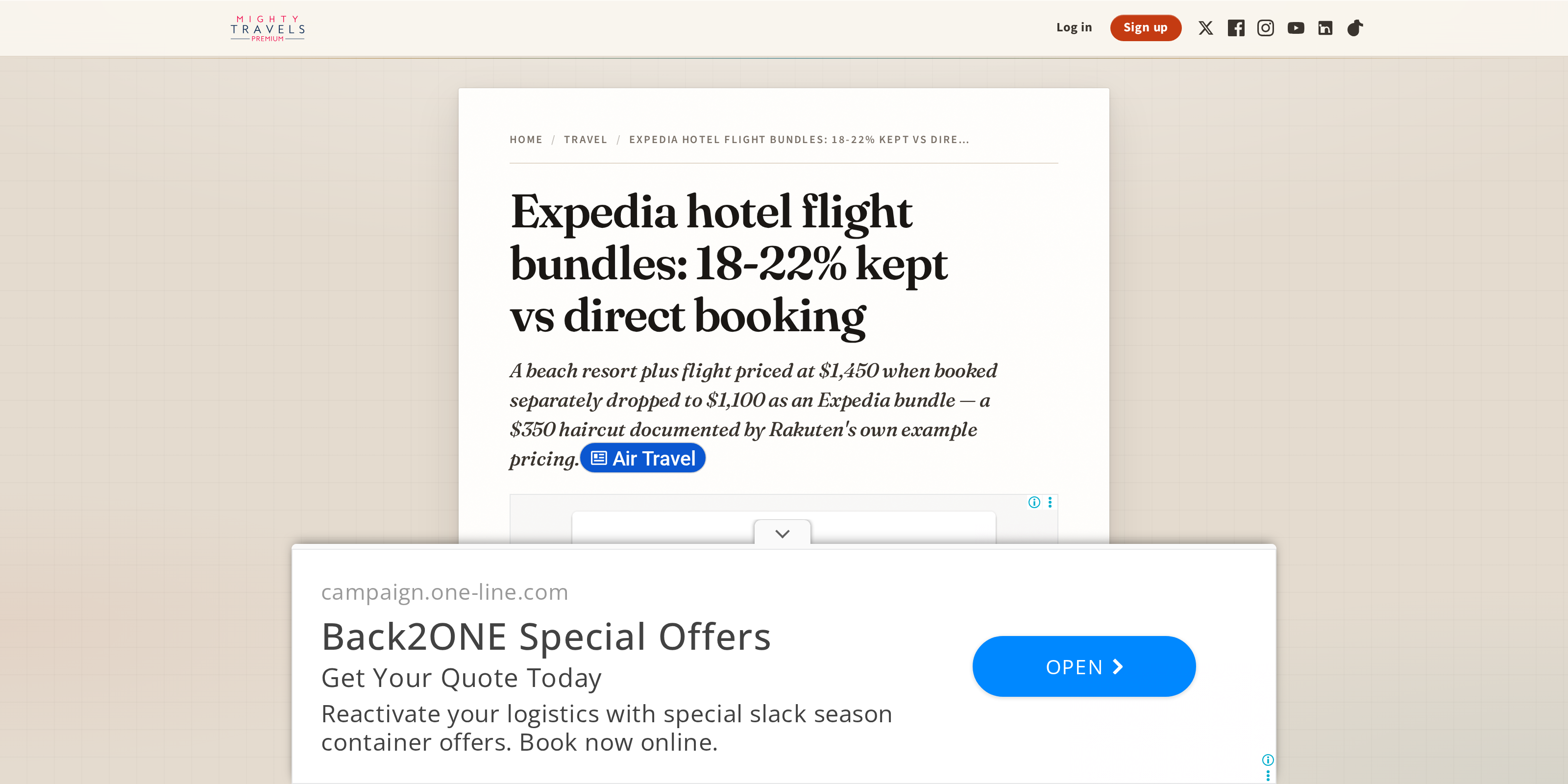 Expedia hotel flight bundles priced 18 to 22 percent below direct booking