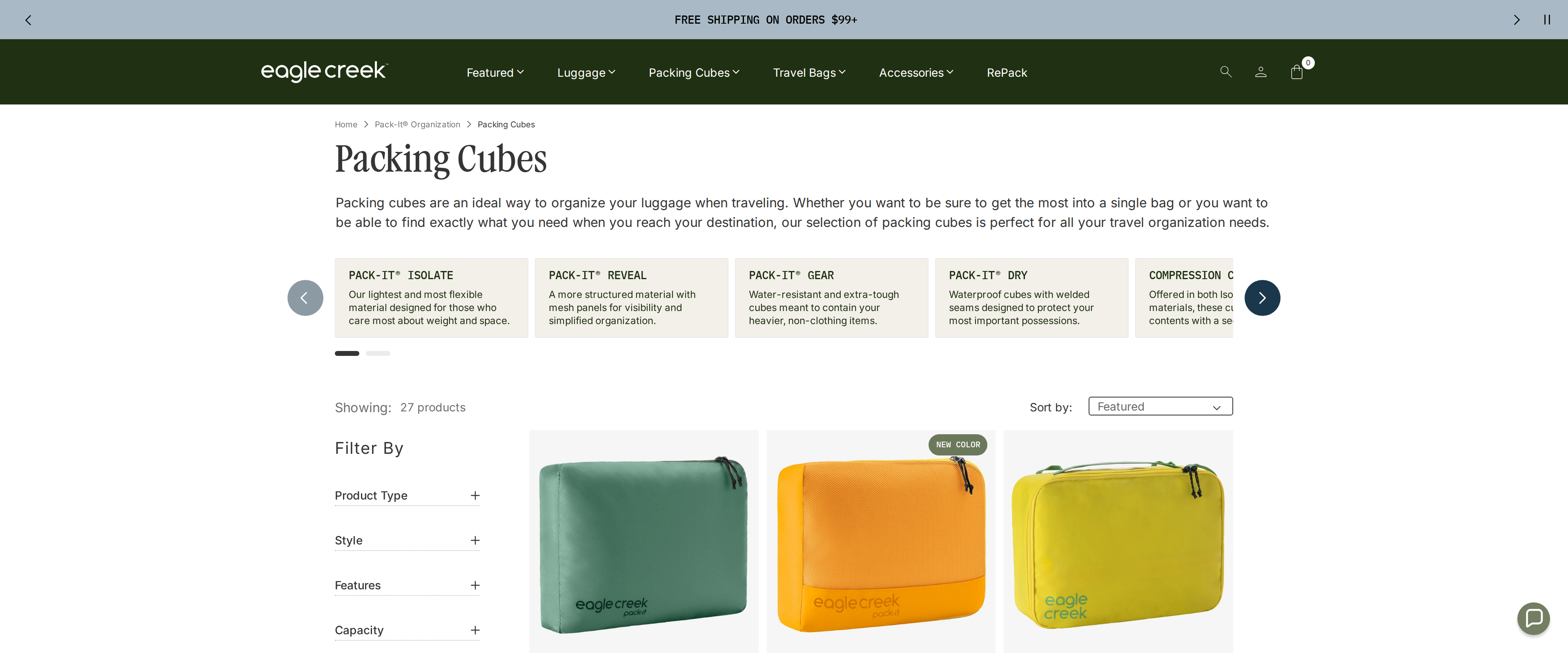 Eagle Creek's full packing cube collection, including the pricier Peak Design collaboration cubes